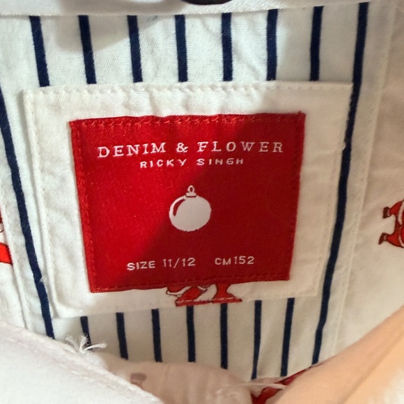 Santa Christmas Button Down Shirt Boys 11-12 - Picture 4 of 8